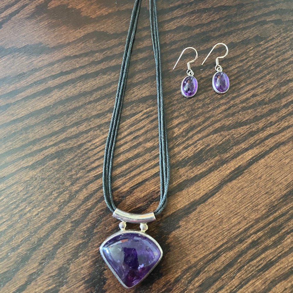 Amethyst Necklace & Earring Set